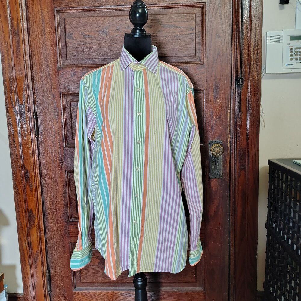 VTG Polo By Ralph Lauren Multi Color Striped Button Up Size ( 16/L)/T762